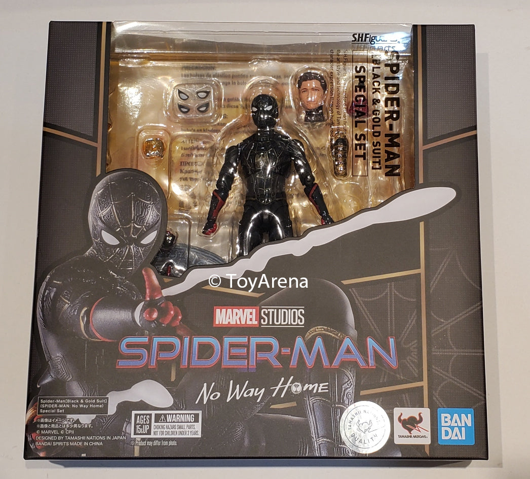 S.H. Figuarts Spiderman: No Way Home Spider-man Black and Gold Suit (Special Set) Action Figure