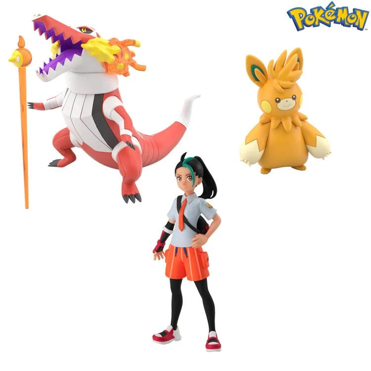 Bandai Pokemon Scale World Paldea Region Nemona, Skeledirge, and Pawmot (Nemo, Laudbon and Parmot) 3-Pack Trading Figure Set