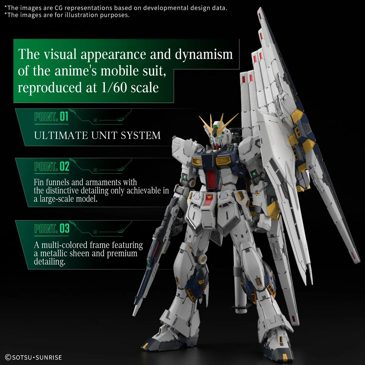Gundam 1/60 PG Unleashed Char's Counterattack RX-93 Nu Gundam Model Kit