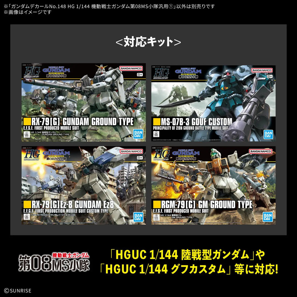 Bandai Gundam Decal #148 For Mobile Suit Gundam: The 08th MS Team Multiuse #1 Water Slide/Transfer Decals
