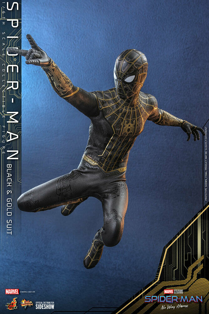 Hot Toys 1/6 Marvel Spider-Man Black & Gold Suit Sixth Scale Figure MMS604