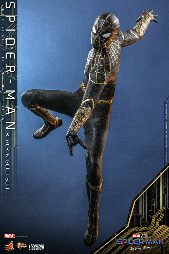 Hot Toys 1/6 Marvel Spider-Man Black & Gold Suit Sixth Scale Figure MMS604