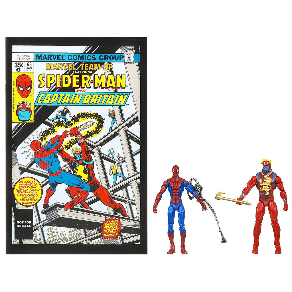Marvel Universe Comics Greatest Battles Spiderman vs Captain Britain 3.75 inch Comic Book 2 Pack
