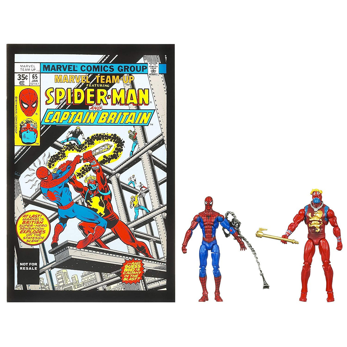 Marvel Universe Comics Greatest Battles Spiderman vs Captain Britain 3.75 inch Comic Book 2 Pack