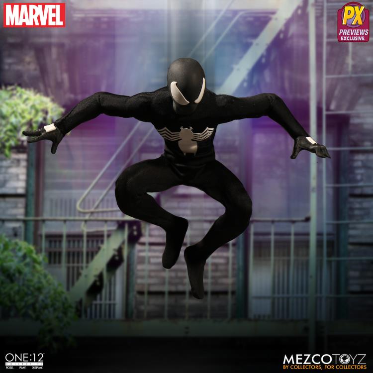 Mezco Toyz ONE:12 Collective: Black Suit Spider-Man Spiderman Action Figure