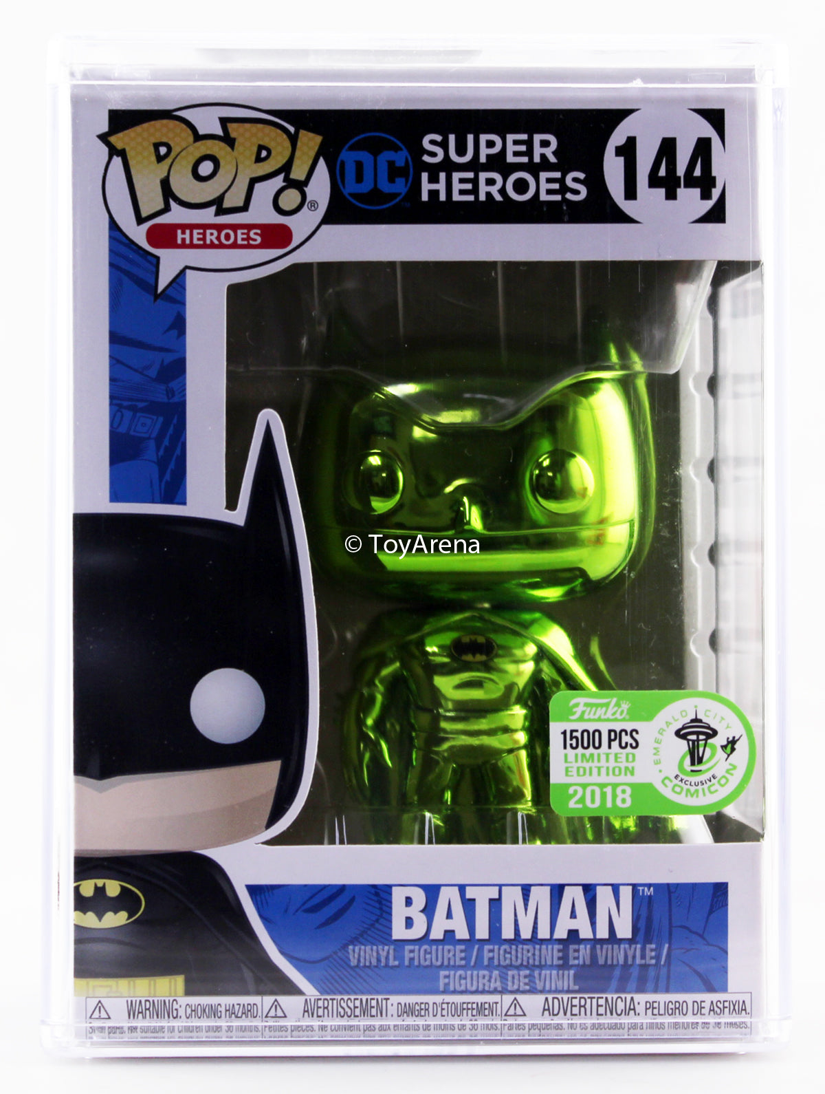 Funko Pop Green Chrome Batman ECCC 2018 Exclusive with Hard Case