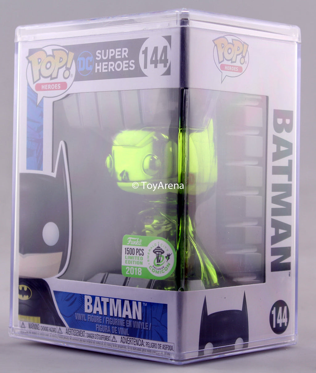Funko Pop Green Chrome Batman ECCC 2018 Exclusive with Hard Case